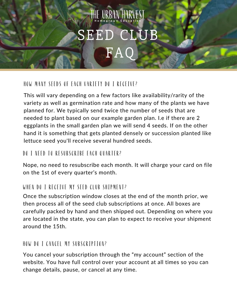 Small Garden & Container Seed Club – TheUrbanHarvest